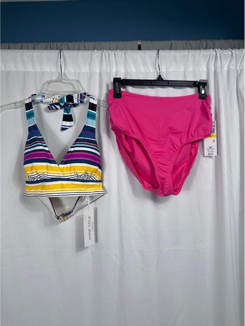 Anne Cole Women's Two-Piece Swimsuit Bikini Set Size M Multi-Color Top